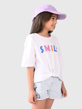 Girls White Casual Printed Regular Fit Half Sleeves Tshirt