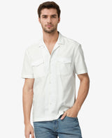 Men's White Casual Regular Fit Solid Half Sleeves Shirt