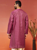 Men's Pink Embroidered Sequinned Patchwork Festive Kurta