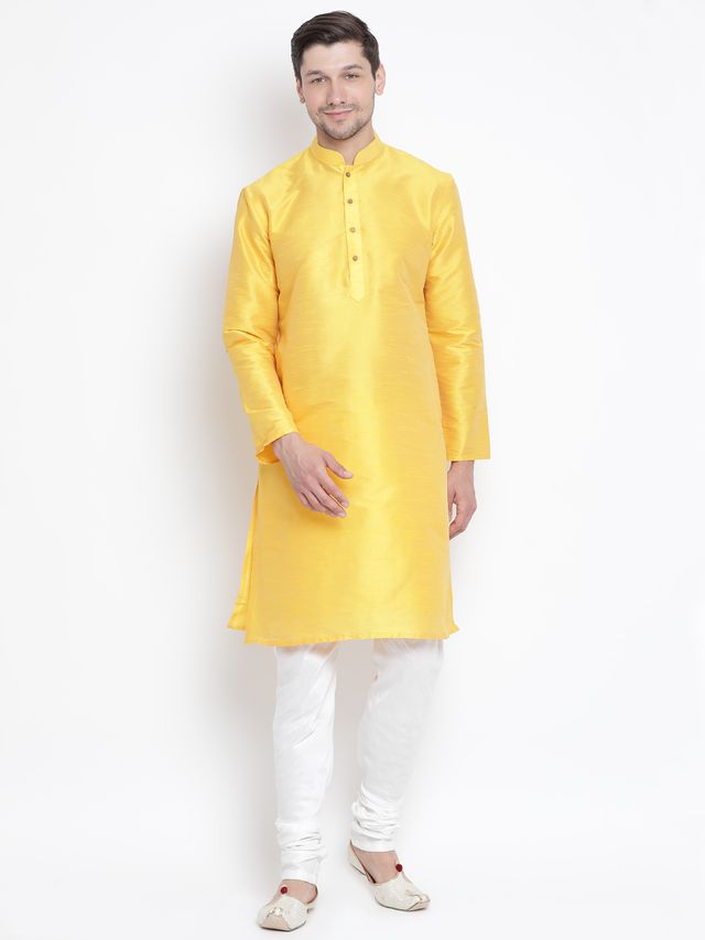 Men's Yellow Festive Ethnic Full Sleeves Kurta