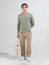 Men's Slim Fit Textured Polo Collar Tshirt