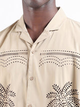 Men's Beige Casual Regular Fit Solid Half Sleeves Shirt