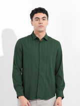 Men's Green Casual Solid Full Sleeves Shirt