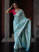 Women's Blue Silk Georgette Saree