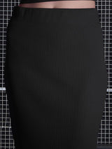 Women's Black Casual Solid Slim Fit Skirt