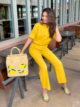 Women's Yellow Linen Two Piece Co-ord Set