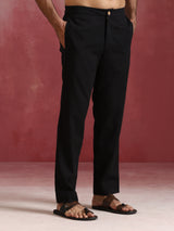 Men's Black Ikat Short Kurta and Trouser Set