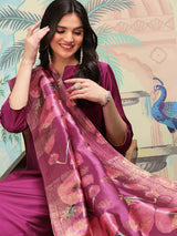Women's Wine Kurta Set with Duppatta