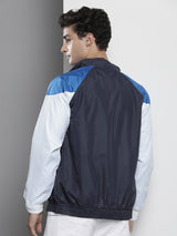 Men's Navy Colorblocked Casual Jacket