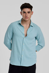 Men's Blue Casual Slim Fit Printed Full Sleeves Shirt