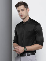 Men's Slim Fit Solid Full Sleeves Mandarin Collar Formal Shirt