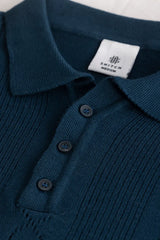 Men's Blue Casual Slim Fit Printed Half Sleeves Polo Tshirt