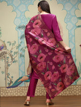 Women's Wine Kurta Set with Duppatta