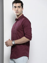Men's Slim Fit Solid Full Sleeves Spread Collar Casual Shirt