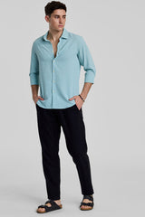 Men's Blue Casual Slim Fit Printed Full Sleeves Shirt