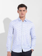 Men's Blue Casual Printed Full Sleeves Shirt