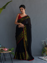 Women's Black Cotton Saree
