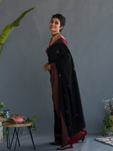 Women's Black Cotton Saree