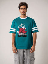 Men's Green Casual Oversized Fit Printed Half Sleeves Tshirt