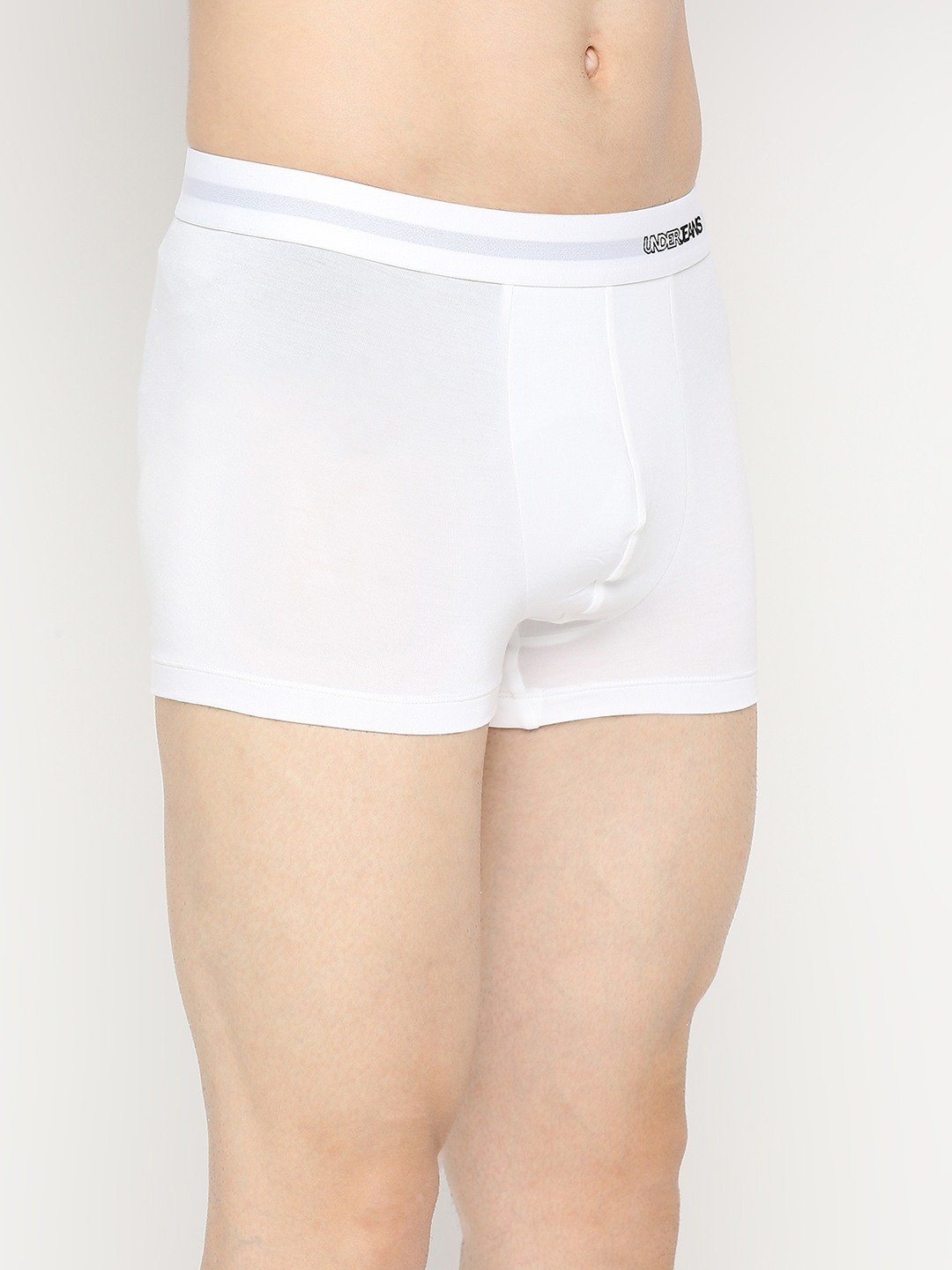 Men's White Mid-Rise Solid Trunk