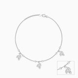 Women's Silver Dangling Triple Leaf Charm Anklet