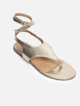 Women's Gold Casual Leather Slingback
