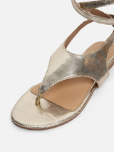 Women's Gold Casual Leather Slingback