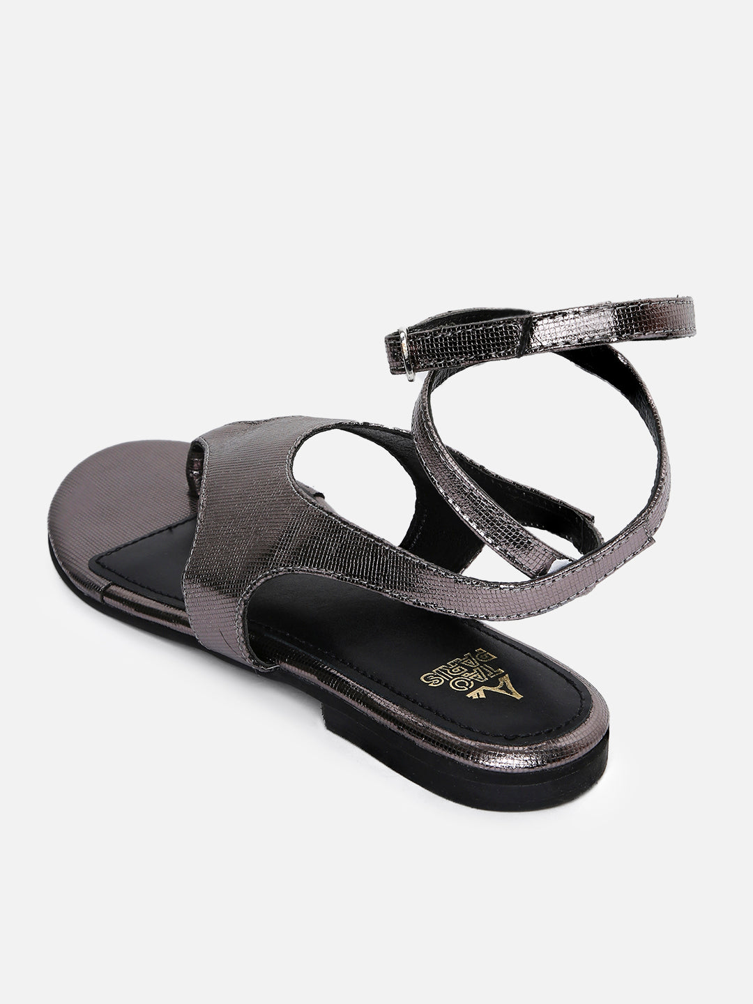 Women's Silver Casual Leather Slingback