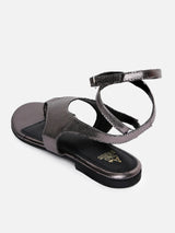 Women's Silver Casual Leather Slingback