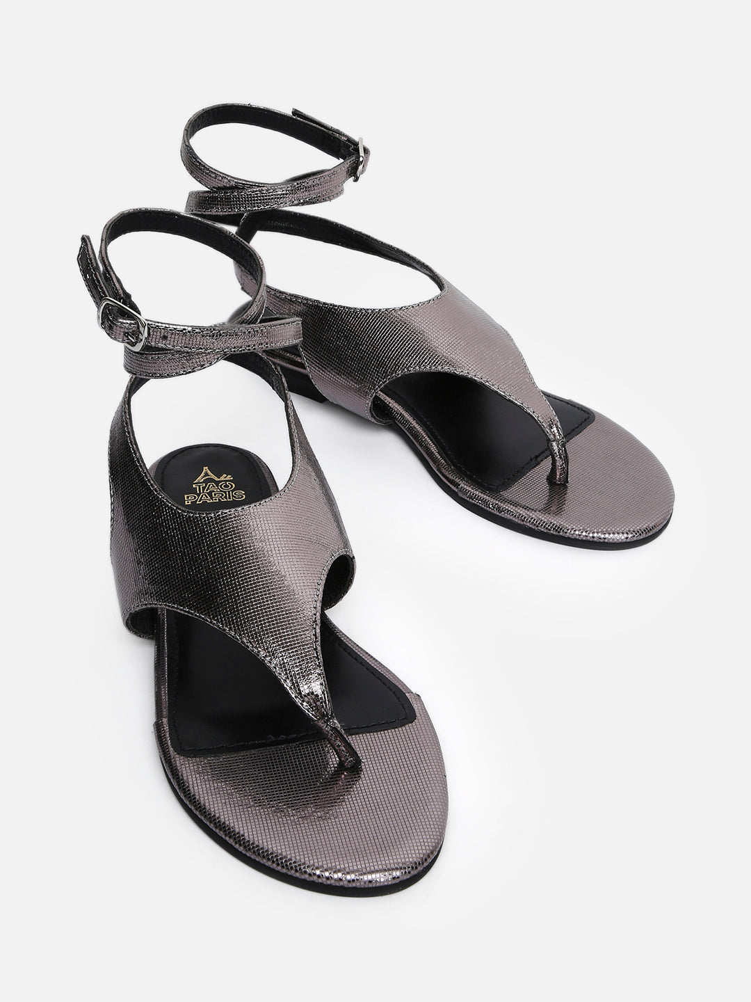 Women's Silver Casual Leather Slingback