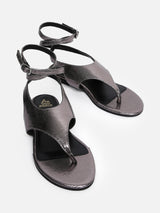 Women's Silver Casual Leather Slingback