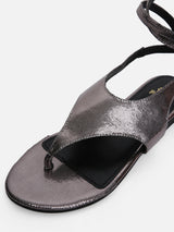 Women's Silver Casual Leather Slingback
