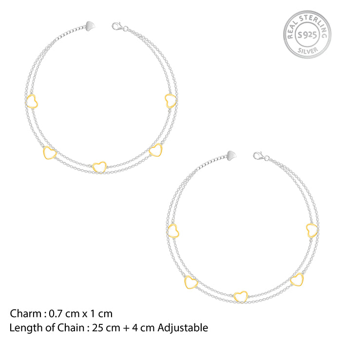 Dual Tone United Hearts Anklet