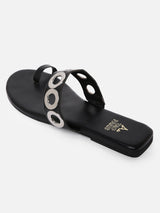 Women's Black Casual PU Slip-Ons