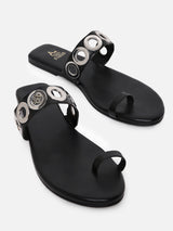 Women's Black Casual PU Slip-Ons