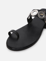 Women's Black Casual PU Slip-Ons