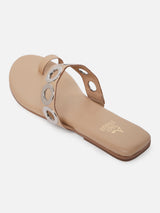 Women's Beige Casual PU Slip-Ons