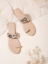 Women's Beige Casual PU Slip-Ons