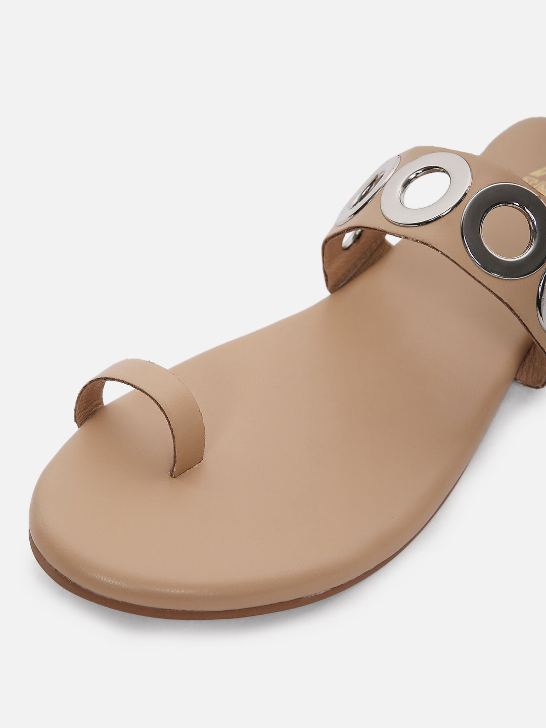 Women's Beige Casual PU Slip-Ons