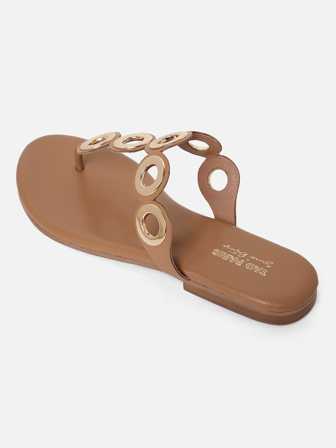 Women's Brown Casual Leather T-Strap