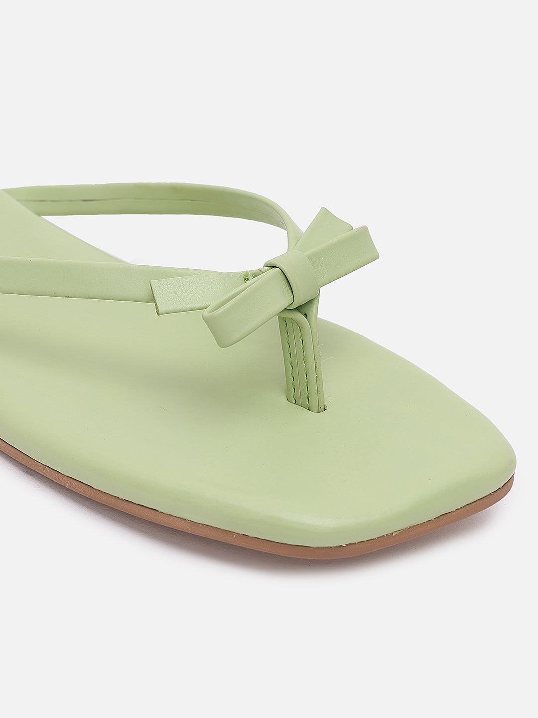 Women's Green Casual PU Flip-Flops