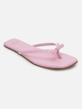 Women's Pink Casual PU Flip-Flops