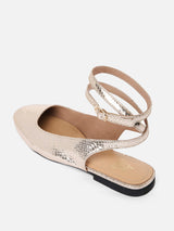 Women's Gold Casual Leather Ballet