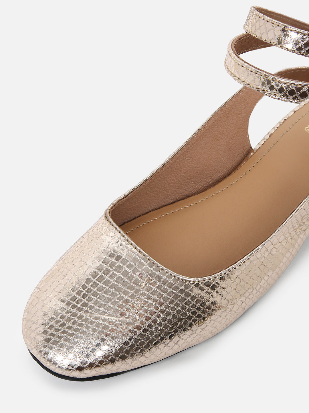 Women's Gold Casual Leather Ballet