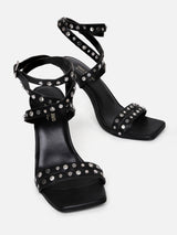 Women's Black Casual Leather Ankle Strap