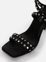 Women's Black Casual Leather Ankle Strap