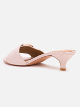 Women's Pink Casual Leather Kitten Heels