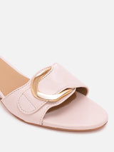 Women's Pink Casual Leather Kitten Heels