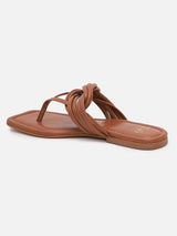 Women's Tan Casual PU Slip-Ons