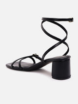 Women's Black Casual PU Ankle Strap